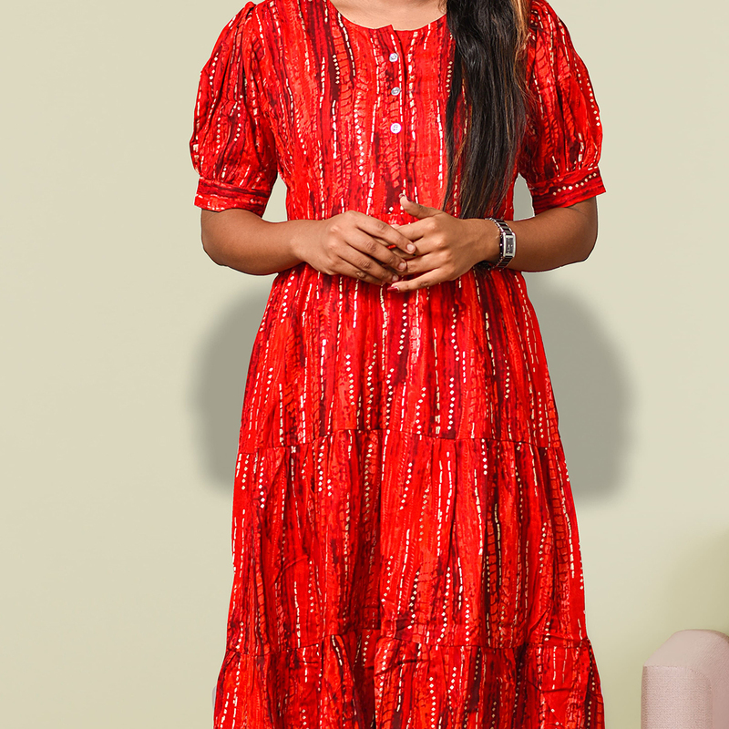 Sonali - Scarlet Elegance-Sonali-Rayon Foil Print