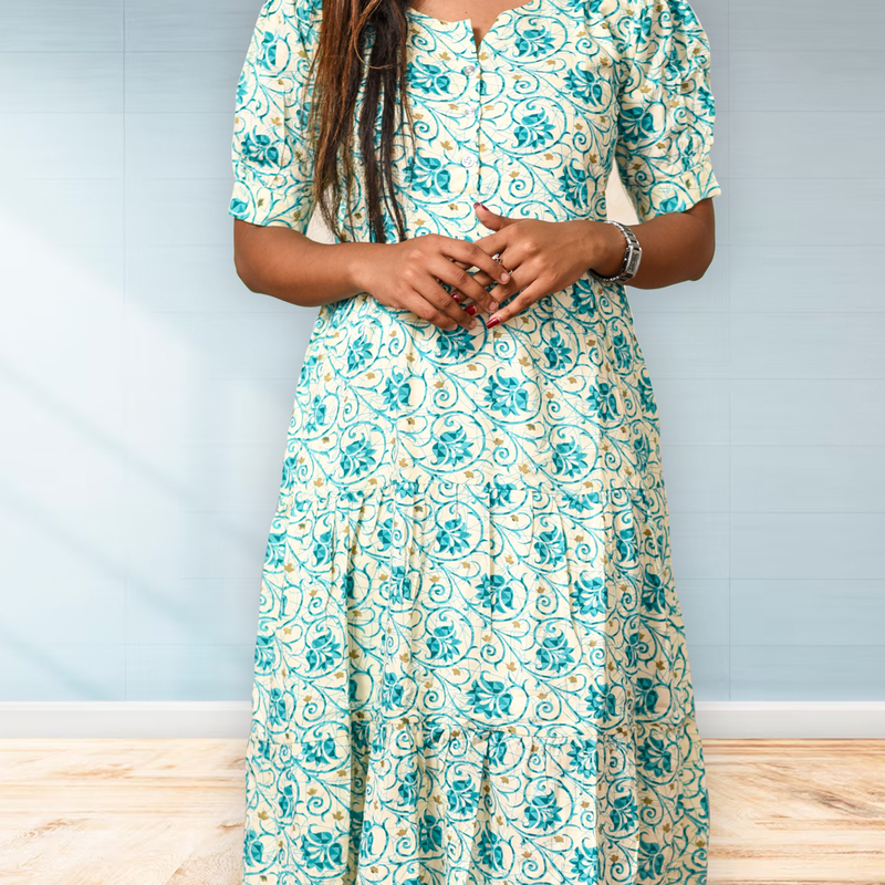 Simran-Teal Floral Grace
