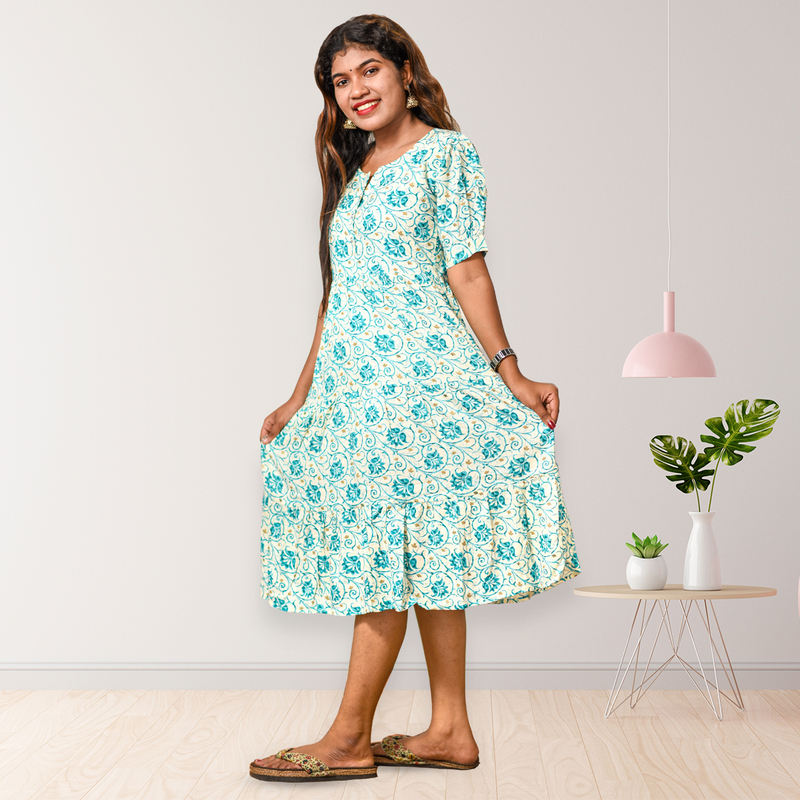 Simran-Teal Floral Grace