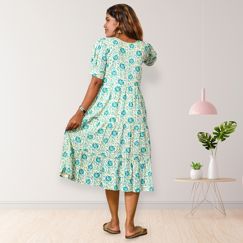 Simran-Teal Floral Grace