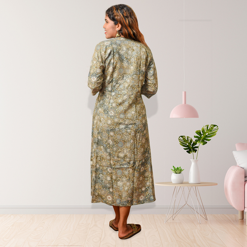 Zara Foil Printed Flayer Top – Olive Grace