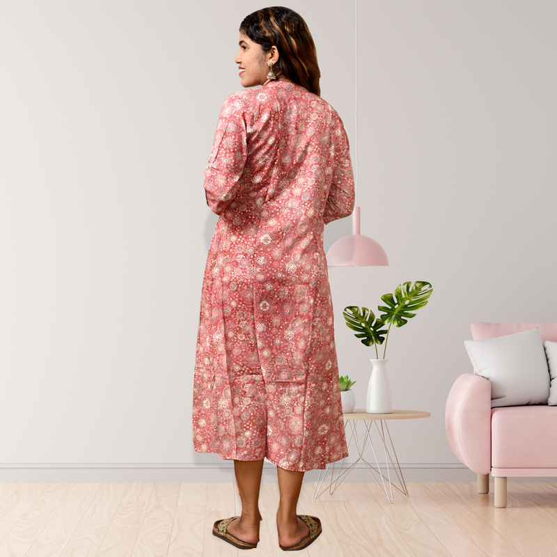 Zara Foil Printed Flayer Top – Pink Petals