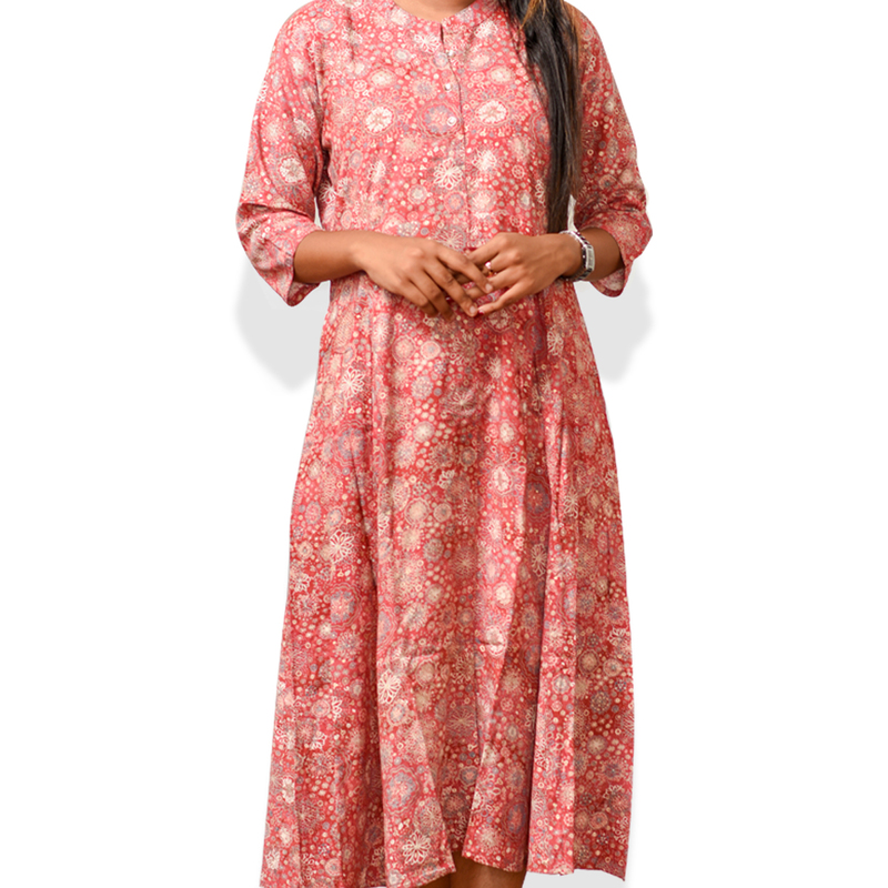 Zara Foil Printed Flayer Top – Pink Petals