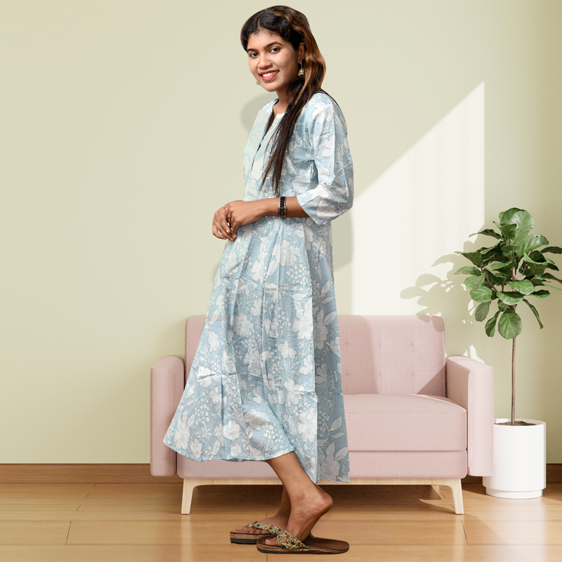 Zara Foil Printed Flayer Top – Sky Serenity Zara Foil Printed Flayer Top – Sky Serenity