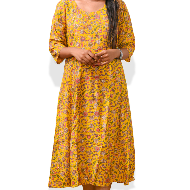 Saniya Golden Bloom Flare Dress Saniya Golden Bloom Flare Dress