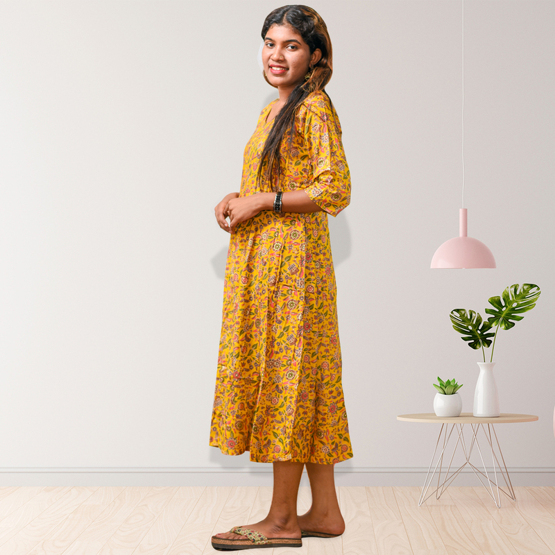 Saniya Golden Bloom Flare Dress Saniya Golden Bloom Flare Dress