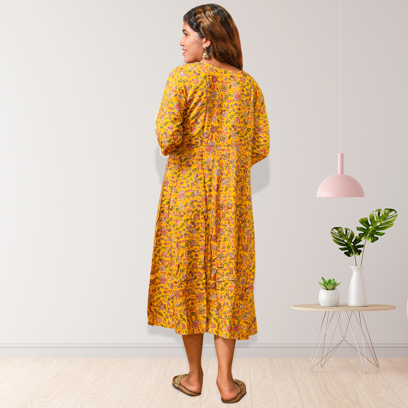 Saniya Golden Bloom Flare Dress Saniya Golden Bloom Flare Dress