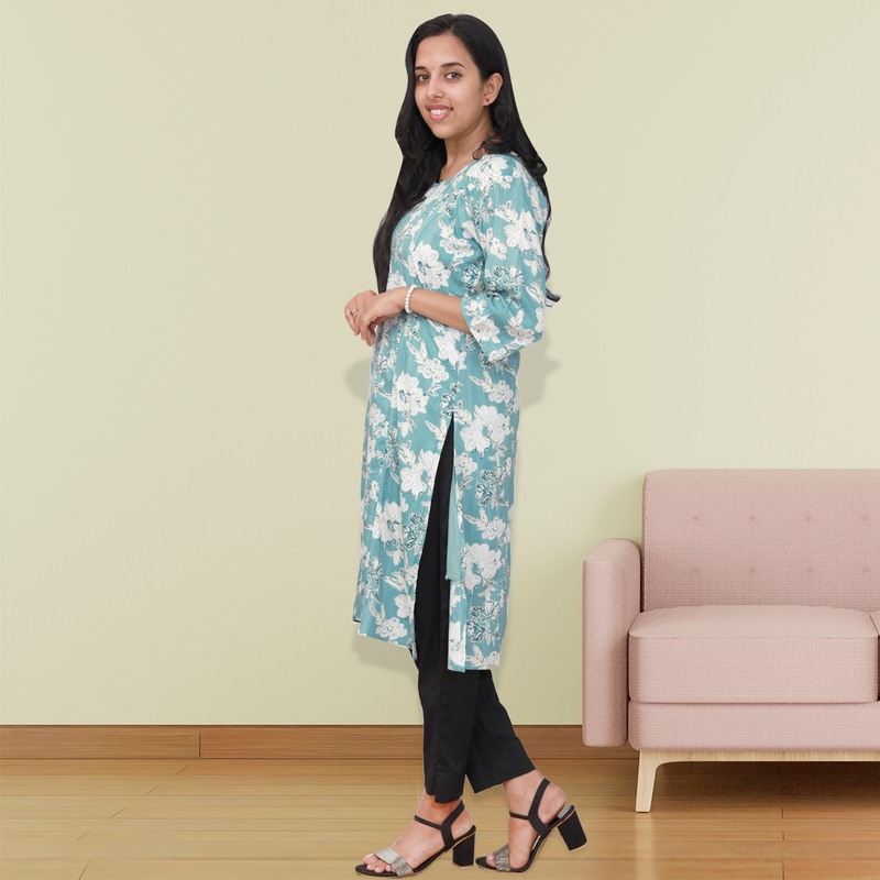 Princess feeling foil Printed Mint Green Floral Top Princess feeling foil Printed Mint Green Floral Top