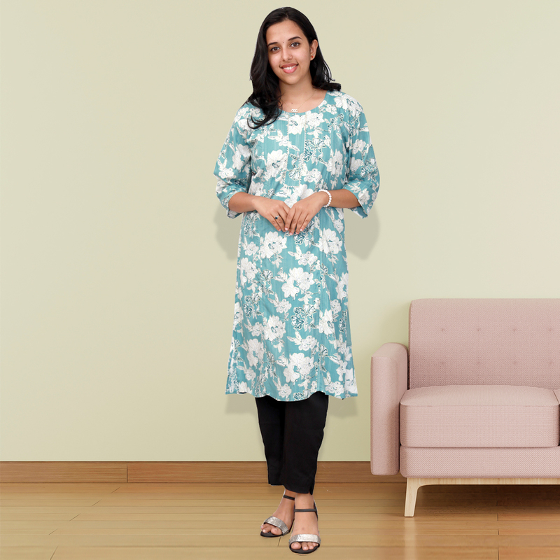 Princess feeling foil Printed Mint Green Floral Top Princess feeling foil Printed Mint Green Floral Top