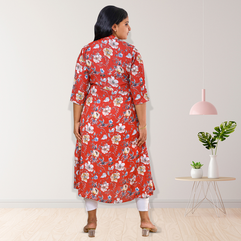 Hima Imported Printed fabric flayer red floral top