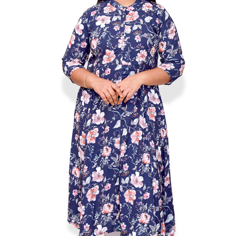 Hima imported printed fabric navy blue flayer top