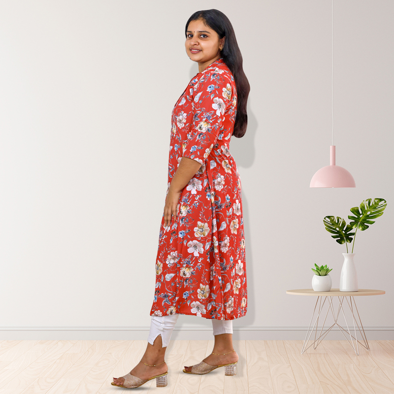 Hima Imported Printed fabric flayer red floral top