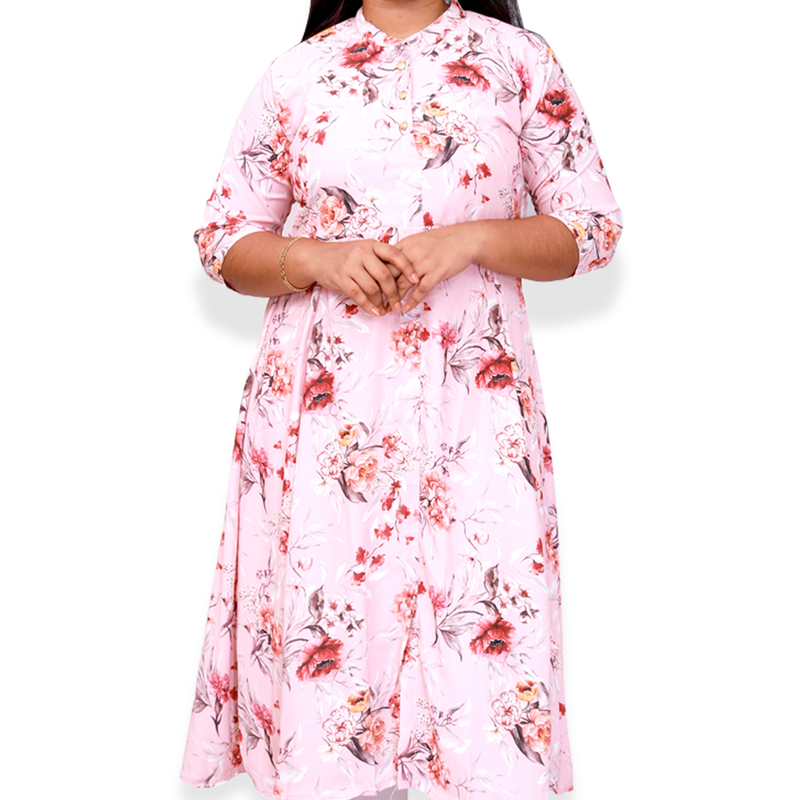 Hima imported printed fabric light pink floral flayer Top Hima imported printed fabric light pink floral flayer Top