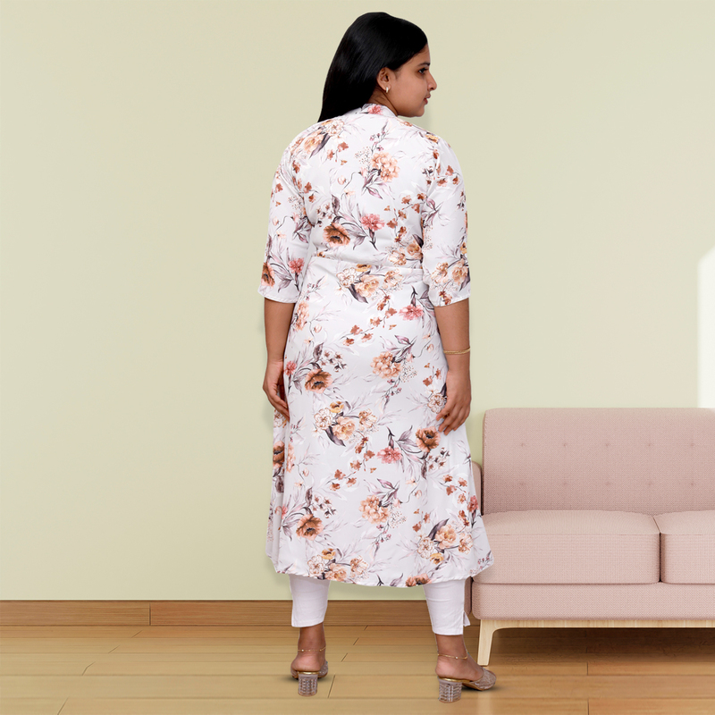 Hima Imported Printed fabric flayer white floral Top
