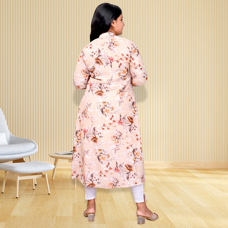 Hima imported printed fabric beige floral flayer top Hima imported printed fabric beige floral flayer top