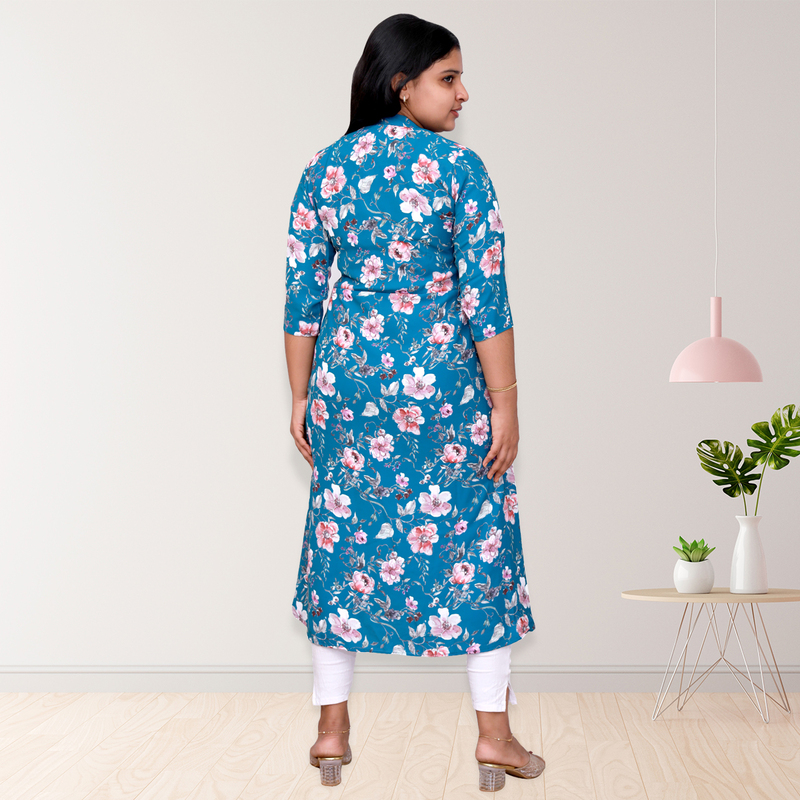 Hima Imported Printed Fabric Flayer blue floral Top Hima Imported Printed Fabric Flayer blue floral Top