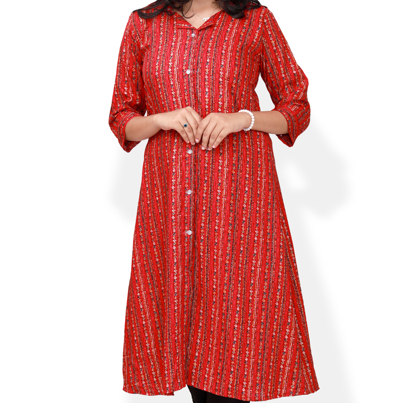 AAMI-Feeling foil blue striped Red A- line topTop- AAMI-Feeling foil blue striped Red A- line topTop-