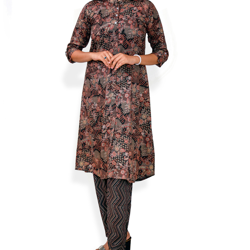 Daliya Vintage Bloom Feeling Foil Medium A-Line Top