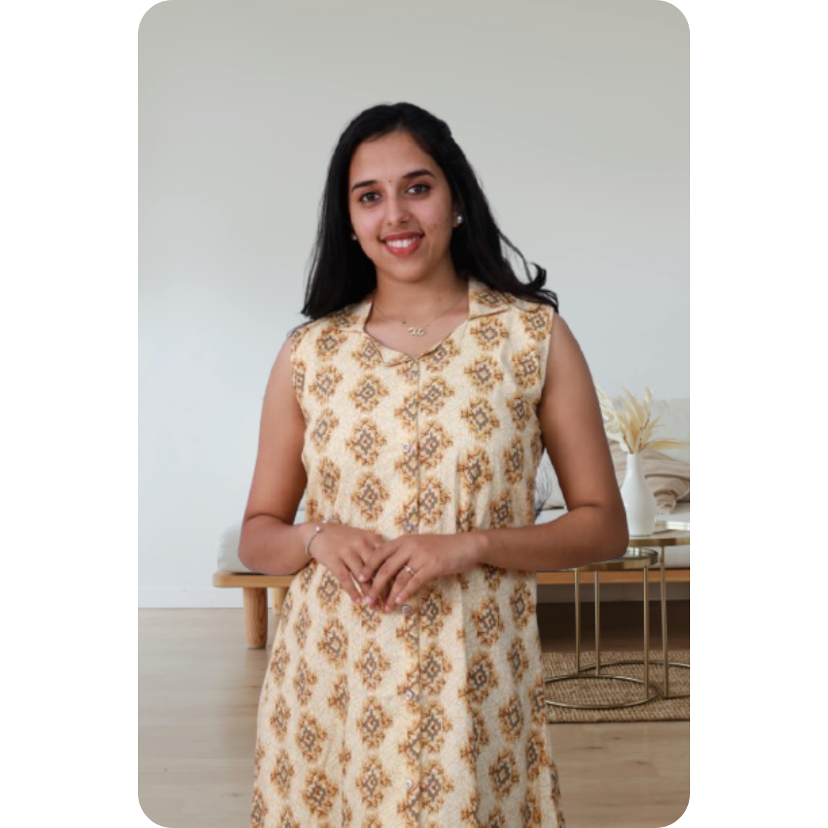 Shiya Sleeveless Geometric Yellow print Shiya Sleeveless Geometric Yellow print