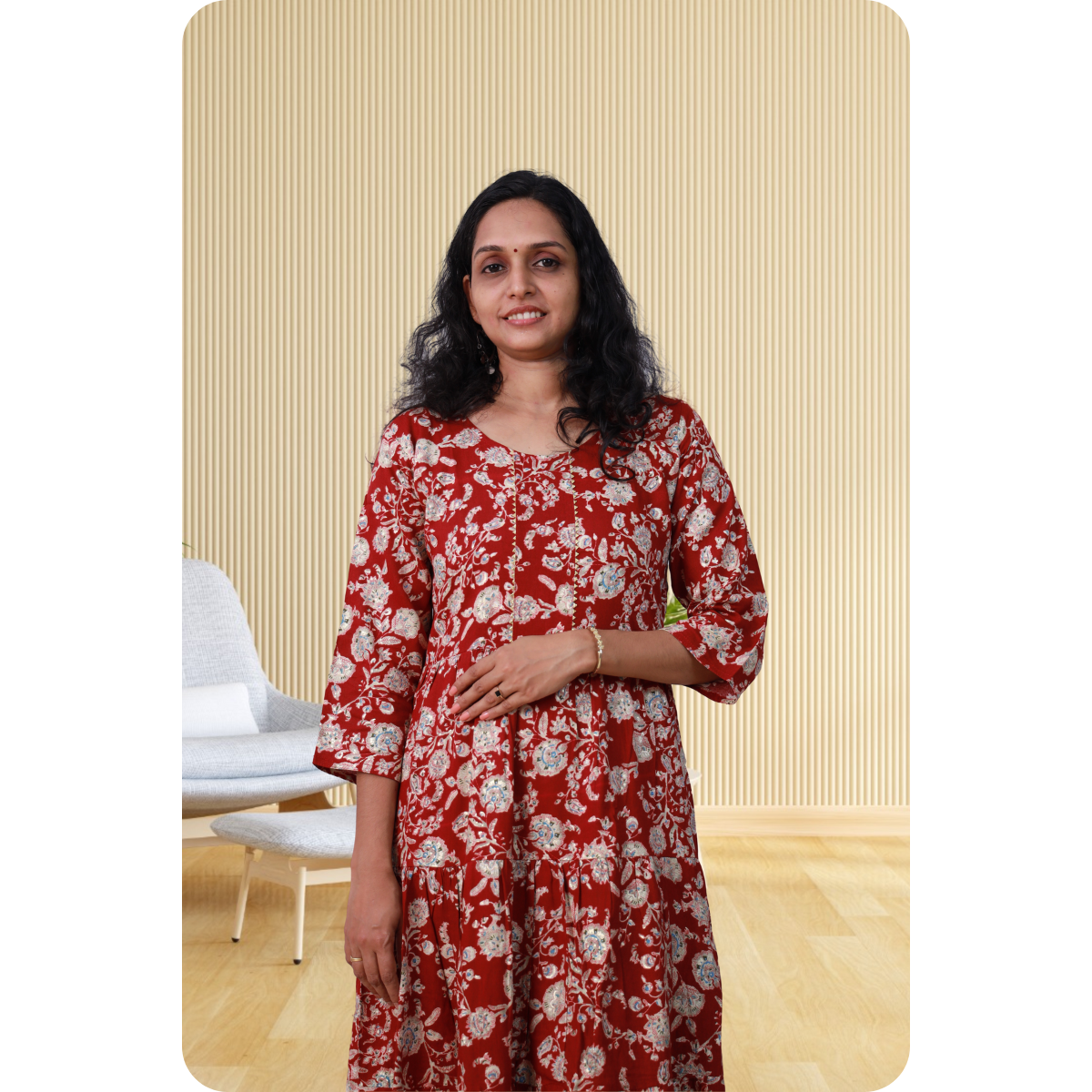 Kripa White and Red Frill Top Kripa White and Red Frill Top