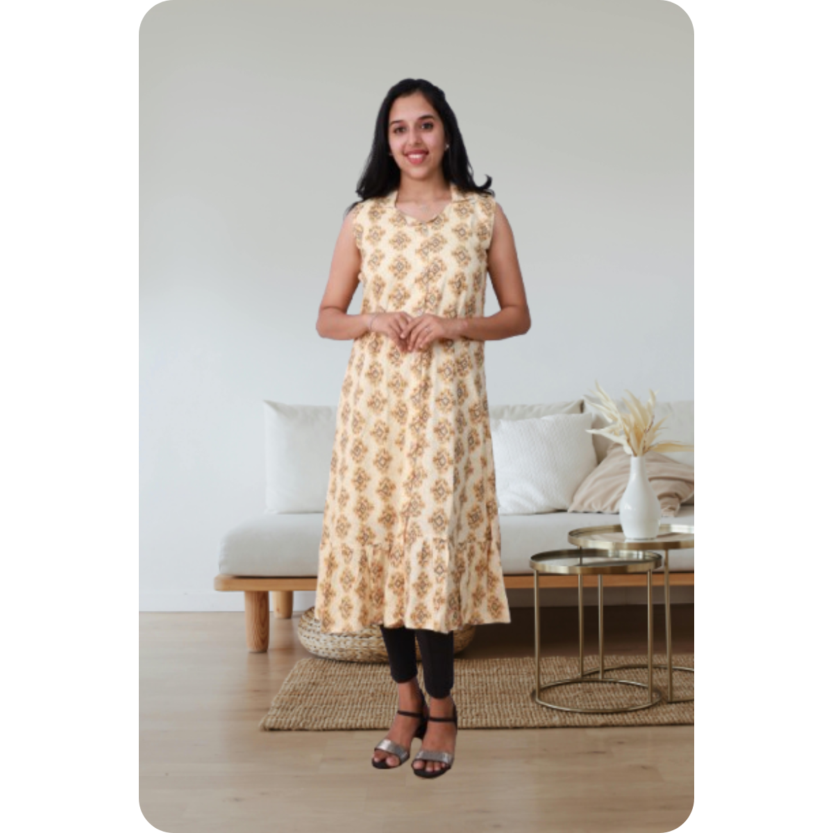 Shiya Sleeveless Geometric Yellow print Shiya Sleeveless Geometric Yellow print