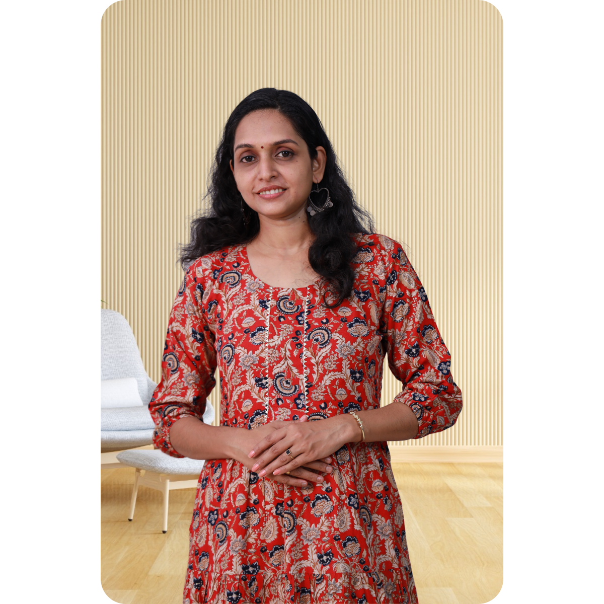 Kripa Red and Blue Print Frill Top Kripa Red and Blue Print Frill Top