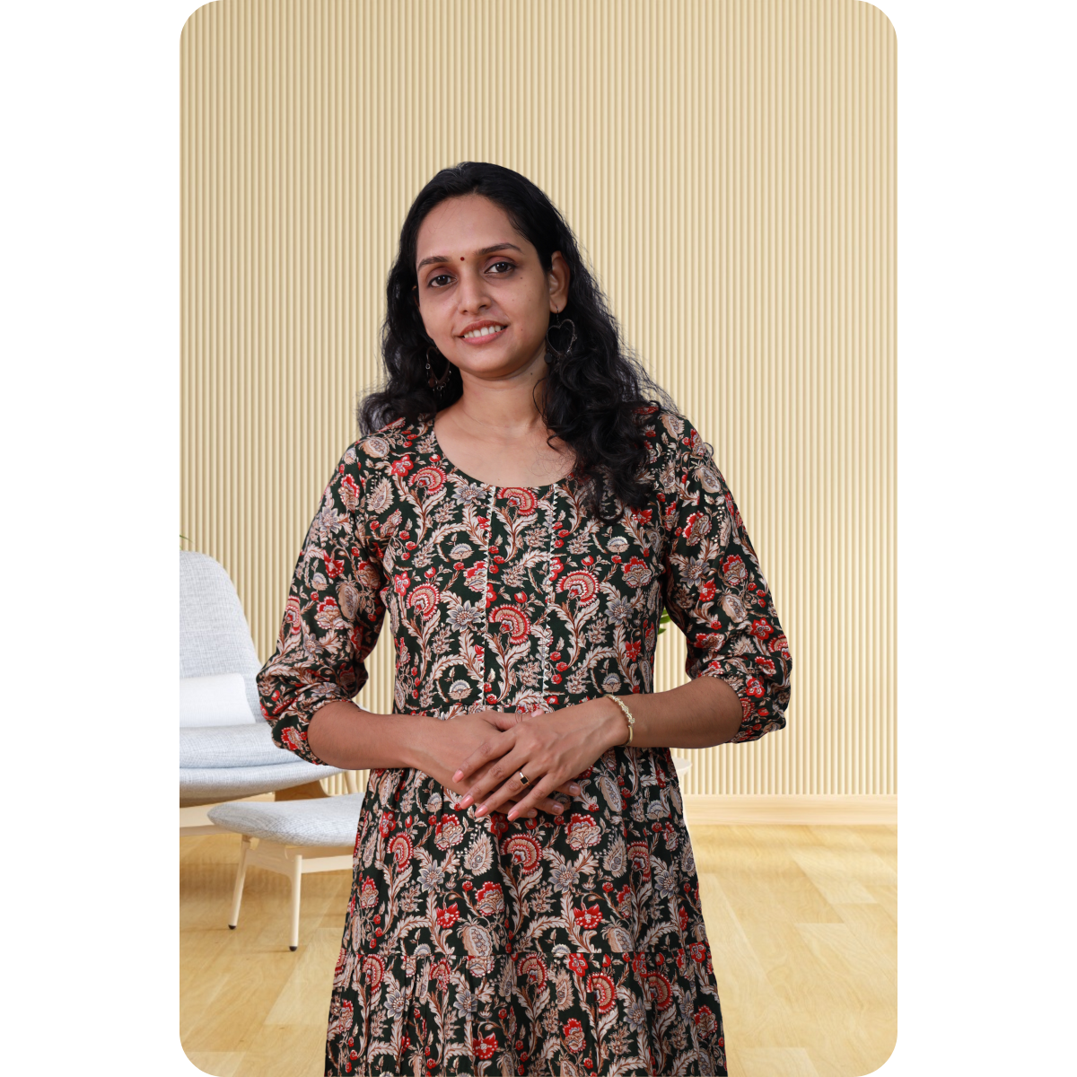 Kripa Red and Black Print Frill Top Kripa Red and Black Print Frill Top
