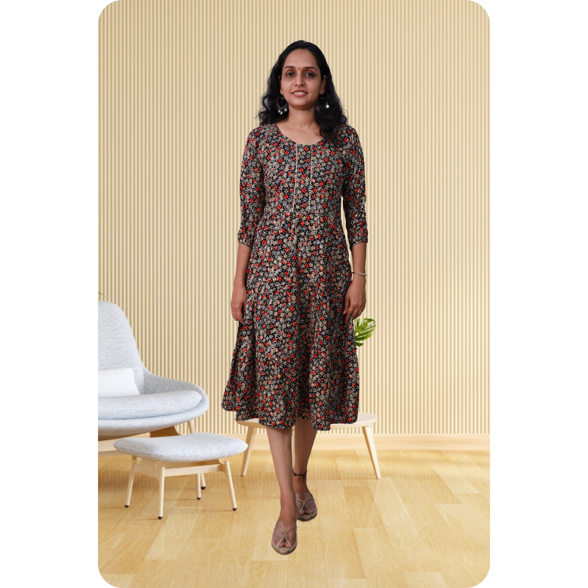 Kripa Black and Red Dot Print Frill top Kripa Black and Red Dot Print Frill top