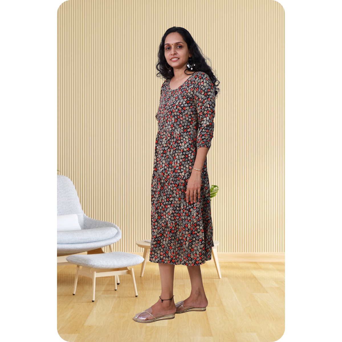 Kripa Black and Red Dot Print Frill top Kripa Black and Red Dot Print Frill top