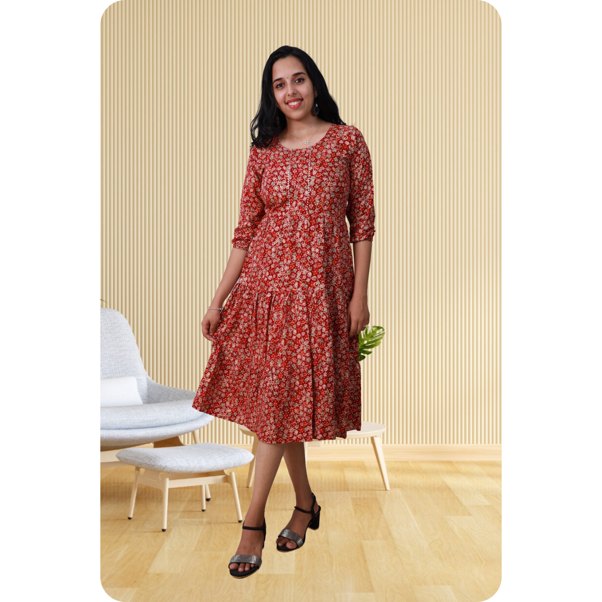 Kripa White and Red Dot Print Frill Top Kripa White and Red Dot Print Frill Top