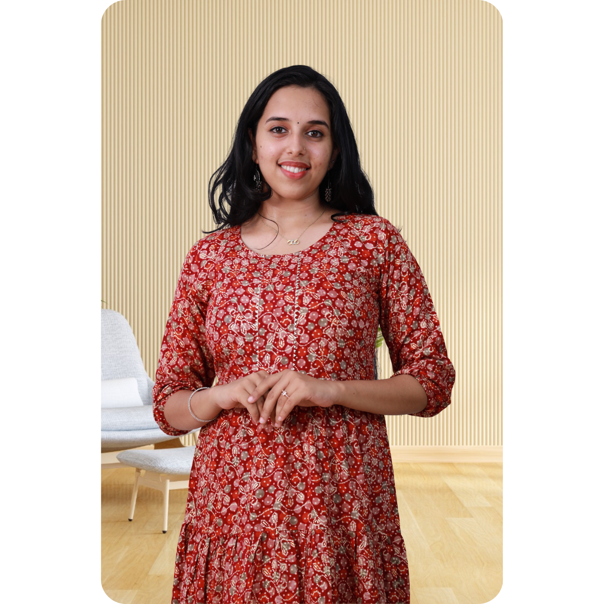 Kripa White and Red Dot Print Frill Top Kripa White and Red Dot Print Frill Top