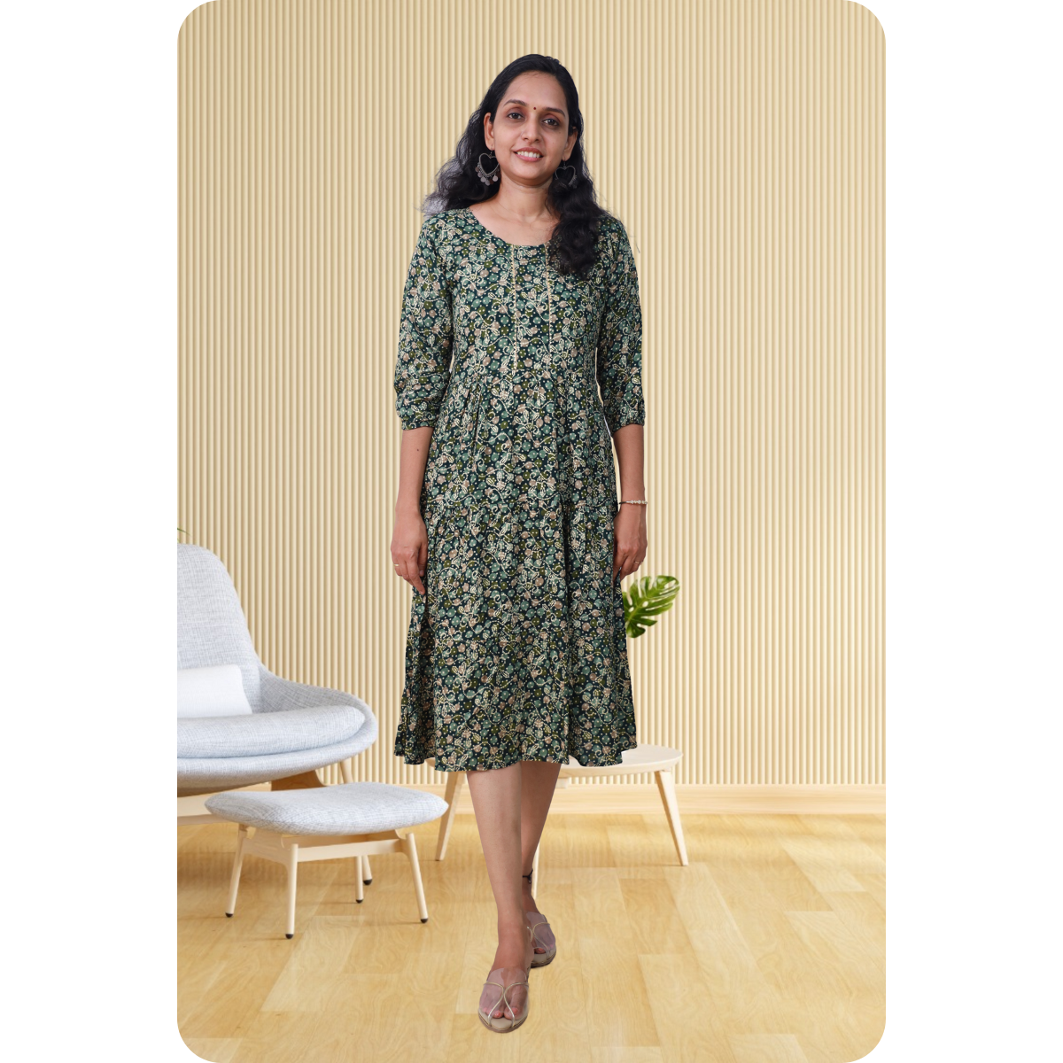 Kripa Green Dot Print Frill Top Kripa Green Dot Print Frill Top