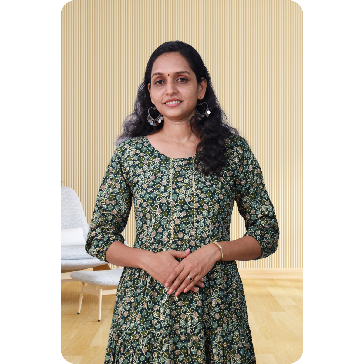 Kripa Green Dot Print Frill Top Kripa Green Dot Print Frill Top
