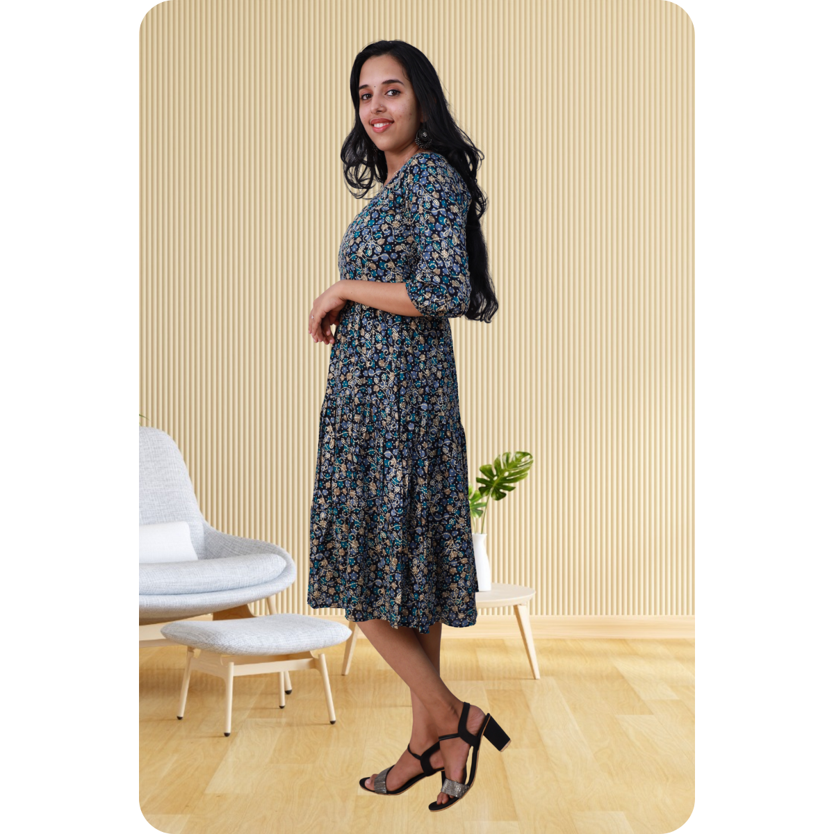 Kripa Blue Dot Print Frill Top Kripa Blue Dot Print Frill Top
