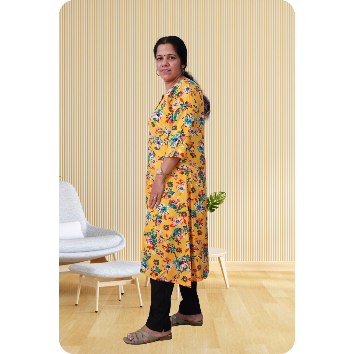 Jasmine Side Slited Yellow Printed Top Jasmine Side Slited Yellow Printed Top