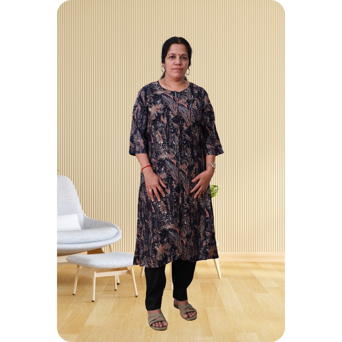 Vyga Rayon Foil Printed Black Printed Top Vyga Rayon Foil Printed Black Printed Top