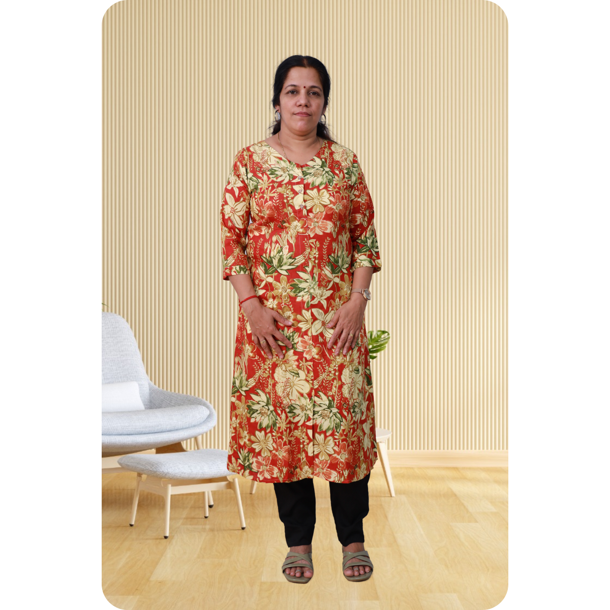 Ahalya foil printed Red & yellow Flower print Ahalya foil printed Red & yellow Flower print