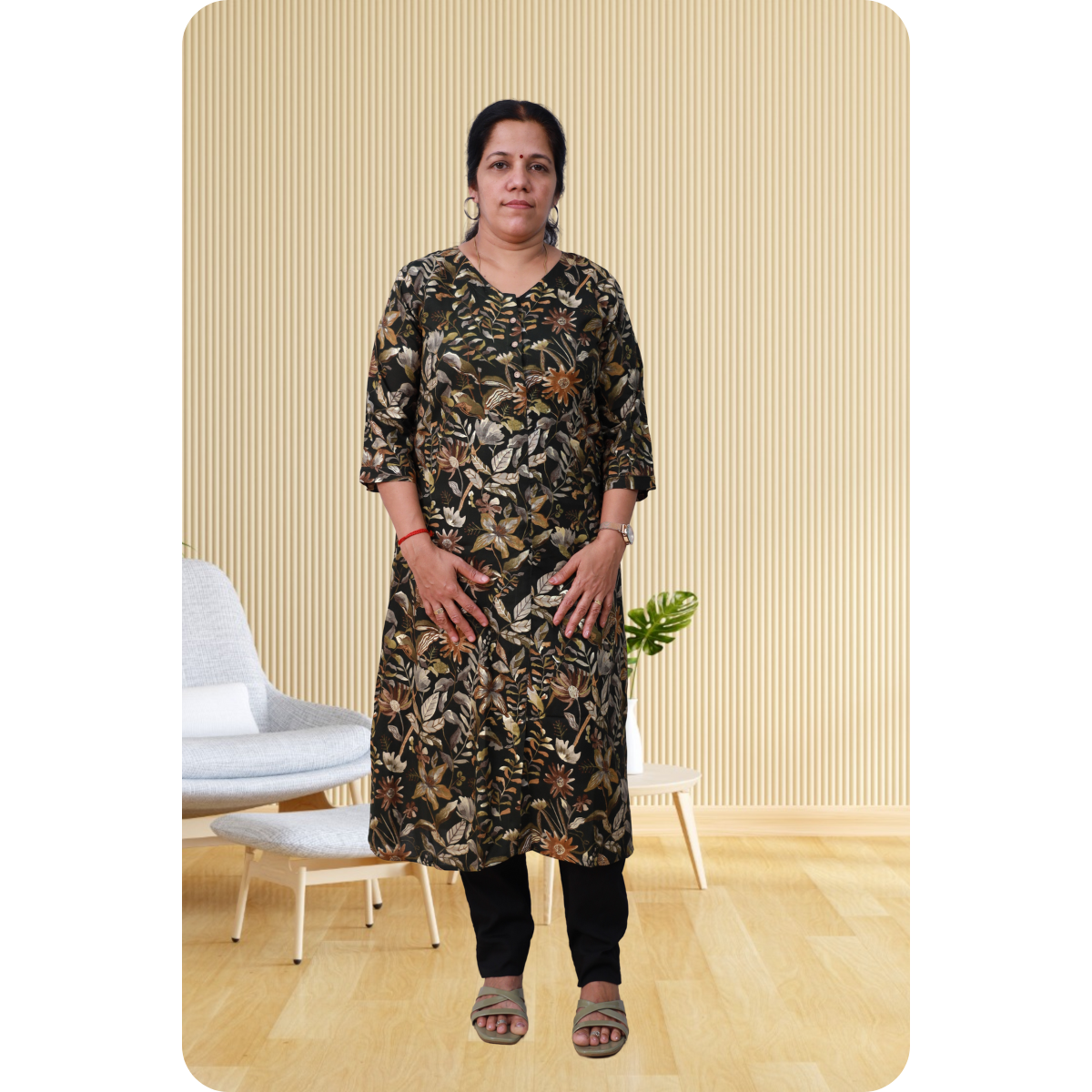 Ahalya Foil Printed Dark green Flower Print Ahalya Foil Printed Dark green Flower Print