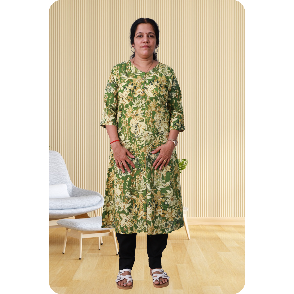 Ahalya Foil printed Green Flower Print Ahalya Foil printed Green Flower Print