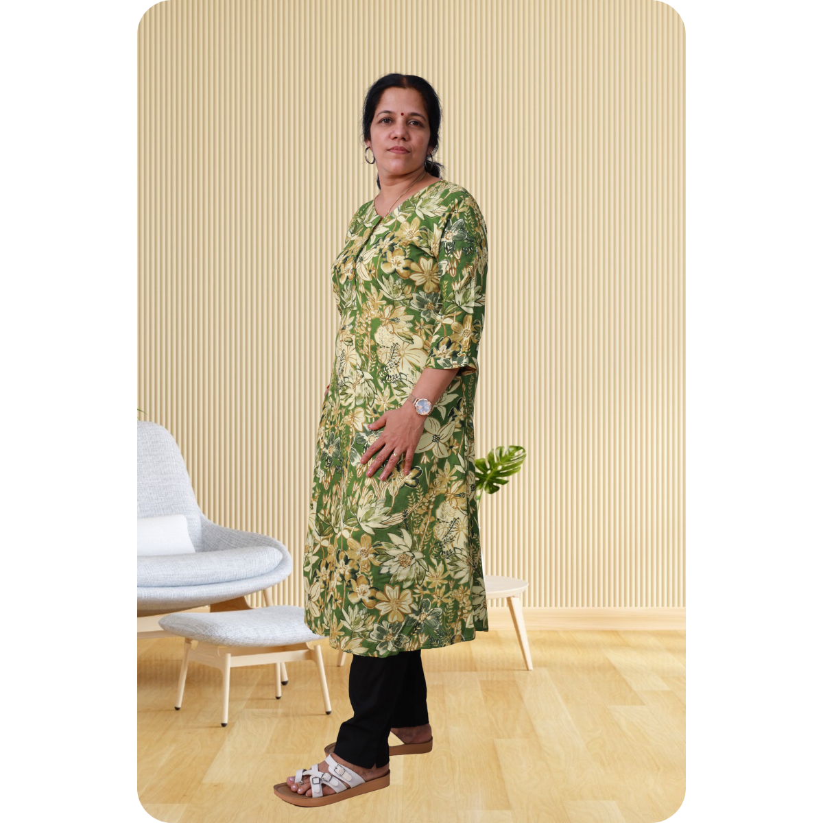 Ahalya Foil printed Green Flower Print Ahalya Foil printed Green Flower Print