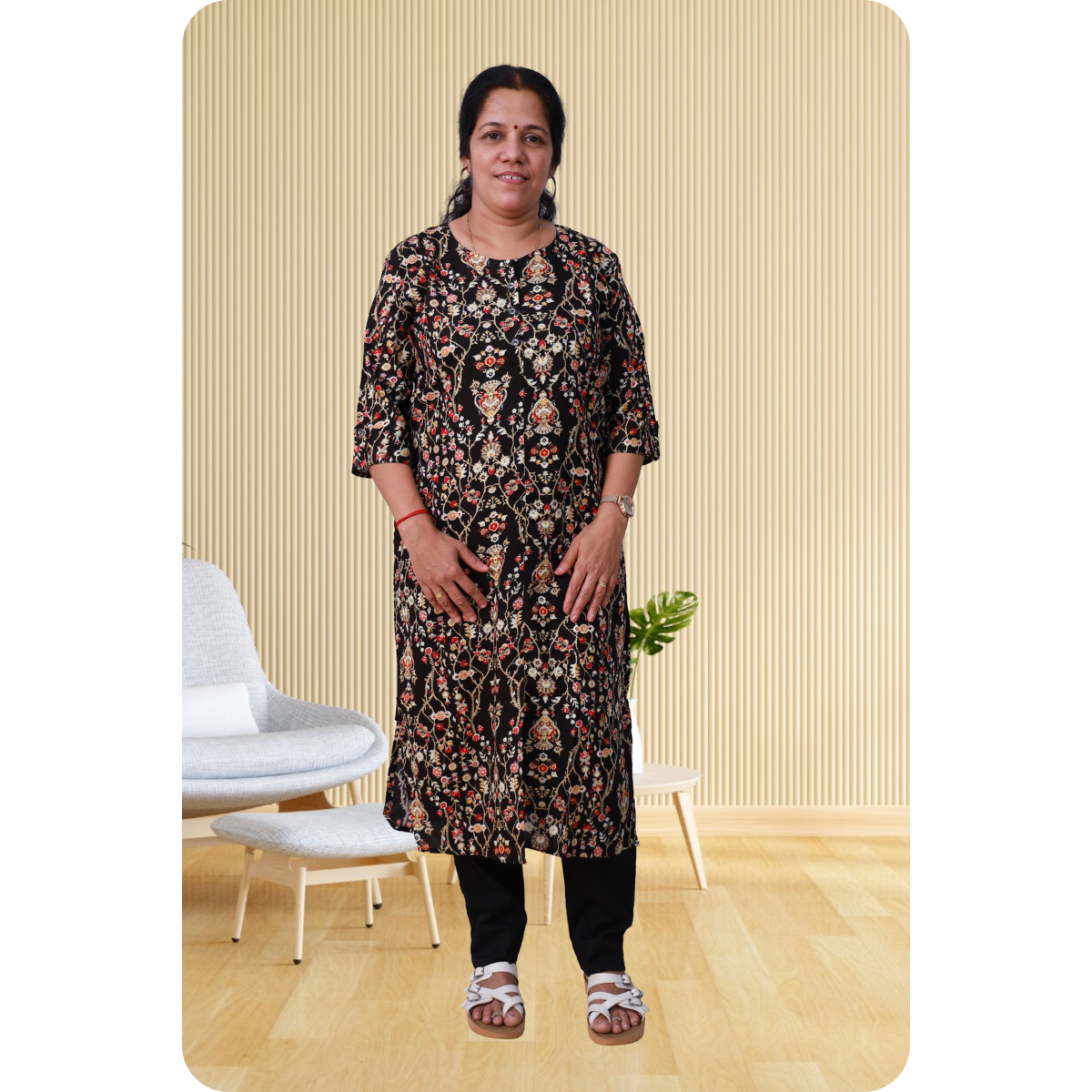 Jasmine Side Slited black shaded print Jasmine Side Slited black shaded print