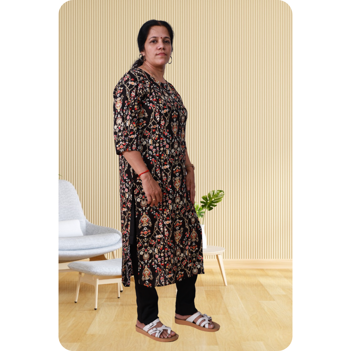 Jasmine Side Slited black shaded print Jasmine Side Slited black shaded print