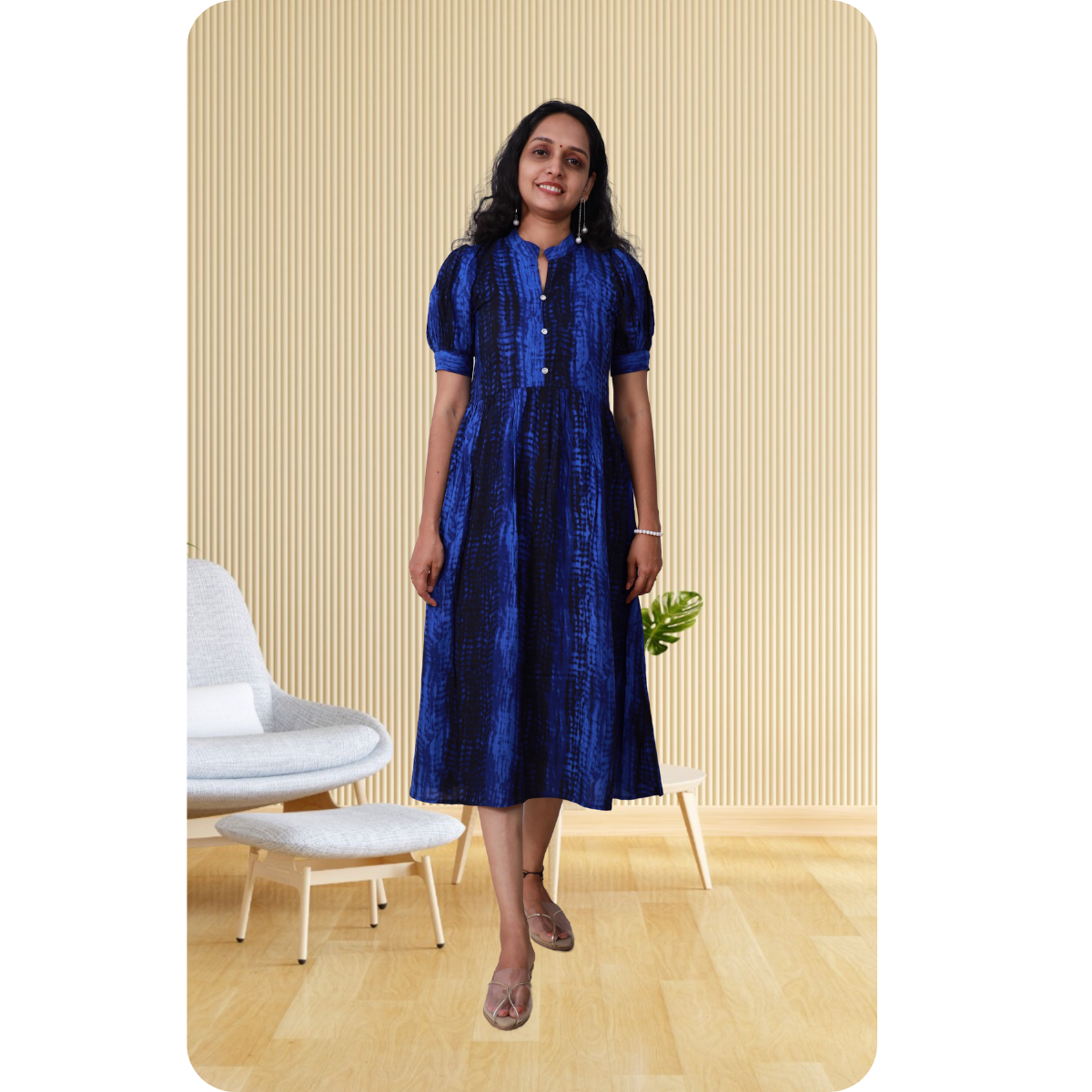 Esther discharge rayon navy blue dress Esther discharge rayon navy blue dress