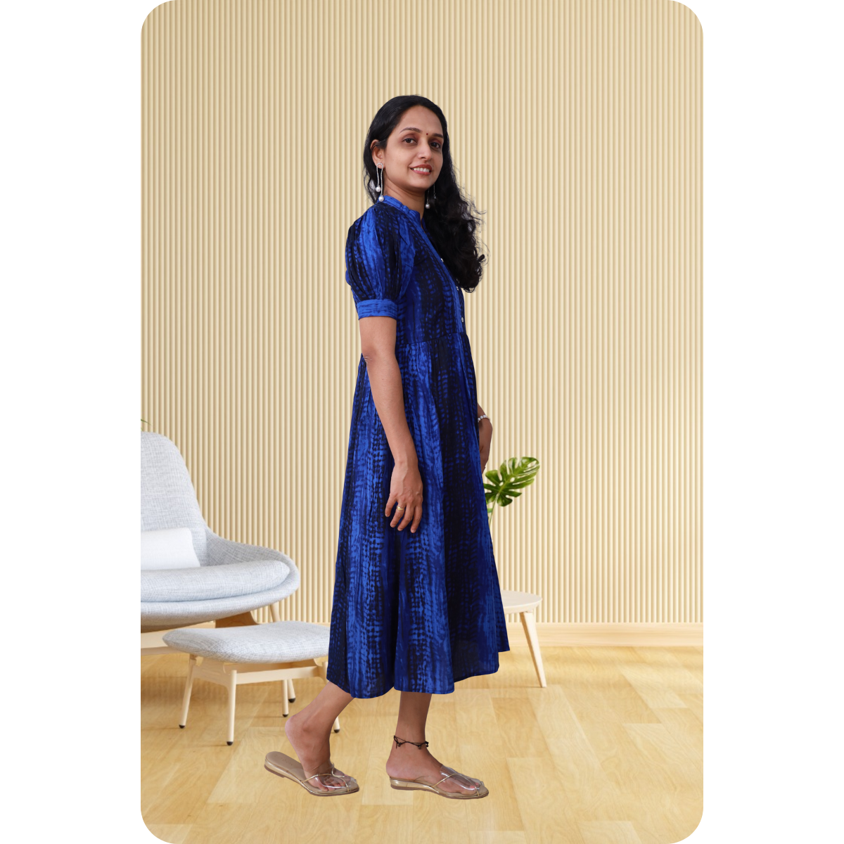 Esther discharge rayon navy blue dress Esther discharge rayon navy blue dress