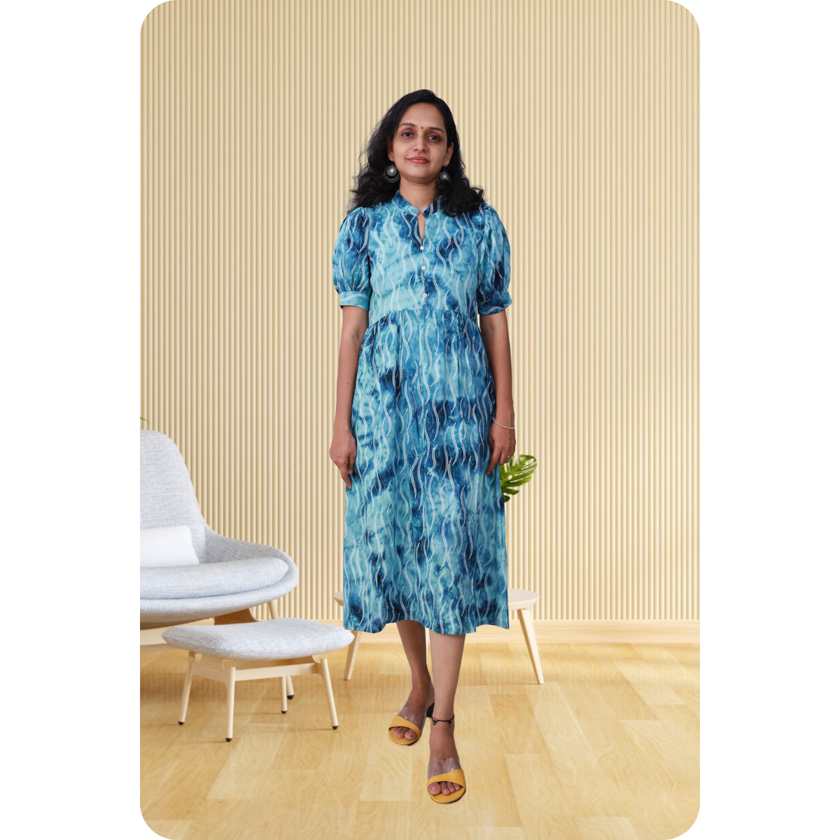 Esther discharge rayon sky blue dress Esther discharge rayon sky blue dress