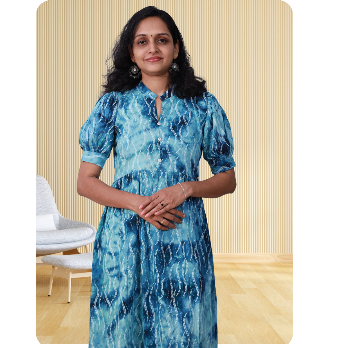 Esther discharge rayon sky blue dress Esther discharge rayon sky blue dress