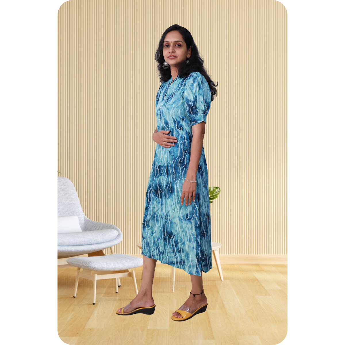 Esther discharge rayon sky blue dress Esther discharge rayon sky blue dress