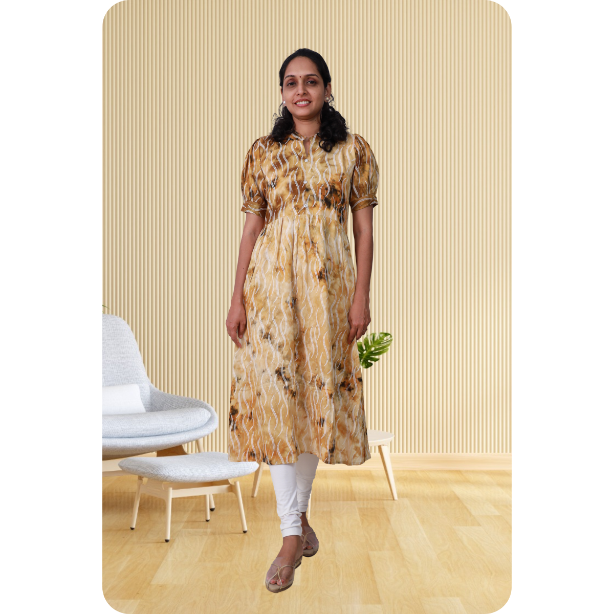 Esther discharge rayon yellow dress Esther discharge rayon yellow dress