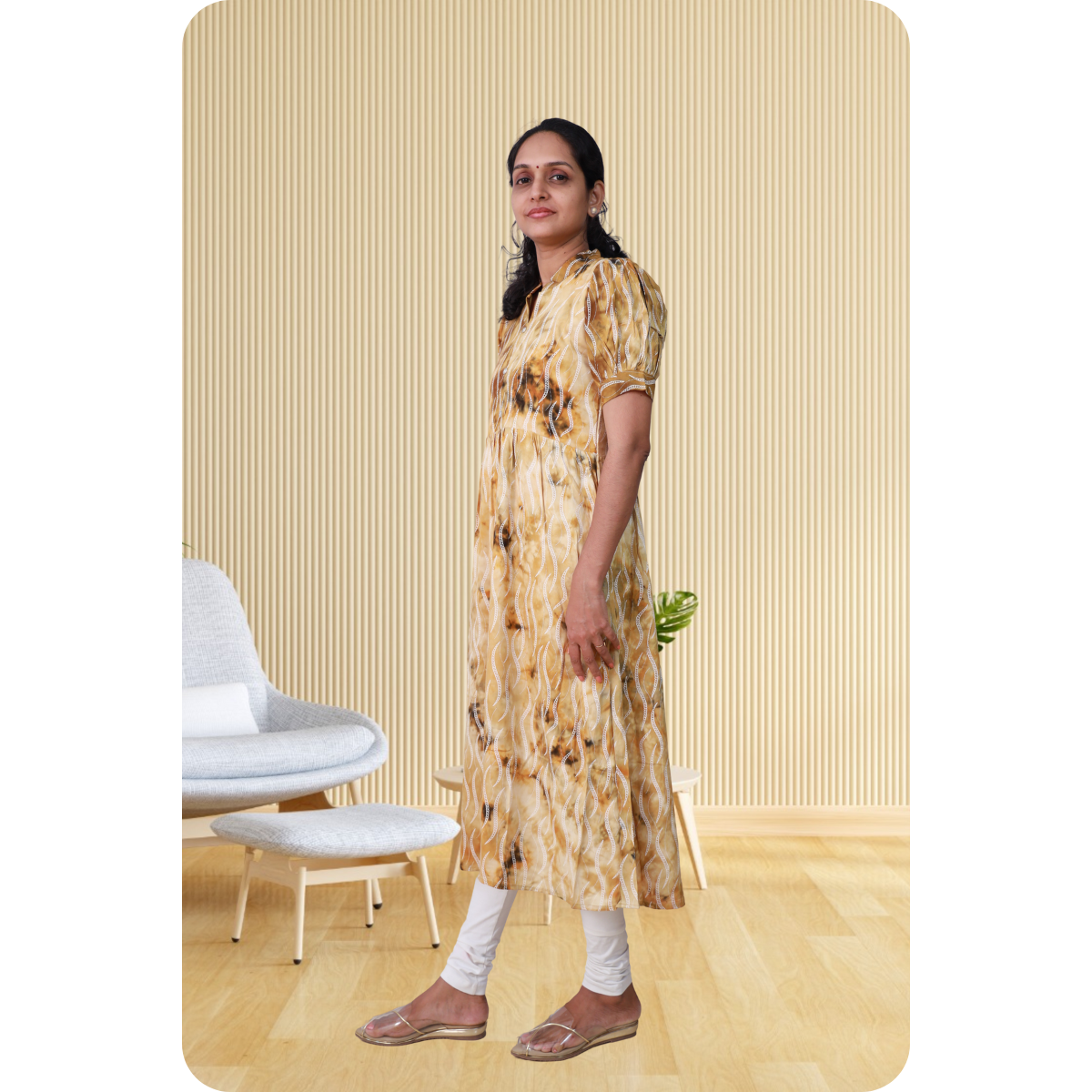 Esther discharge rayon yellow dress Esther discharge rayon yellow dress
