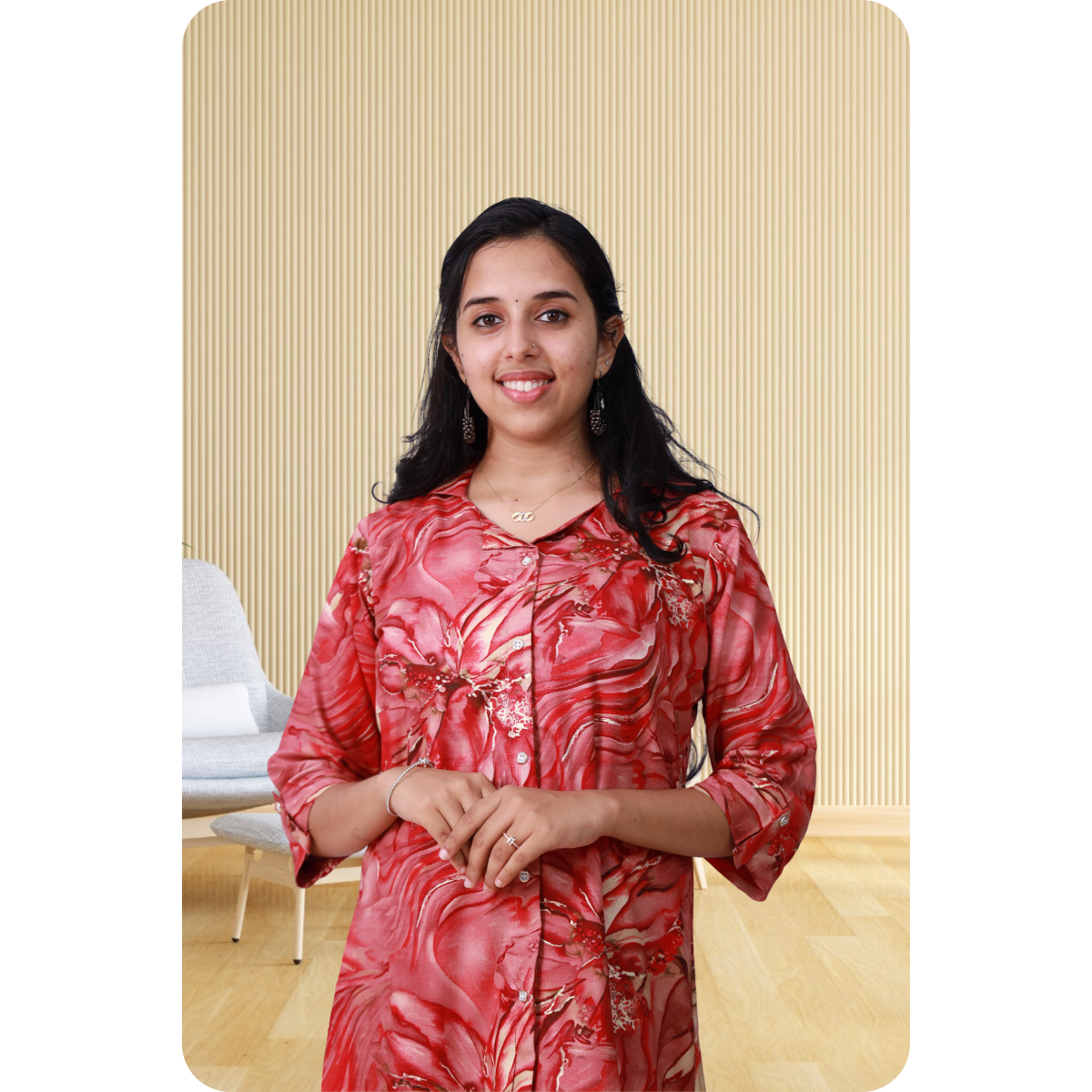 Zahari A Line top red printed Zahari A Line top red printed
